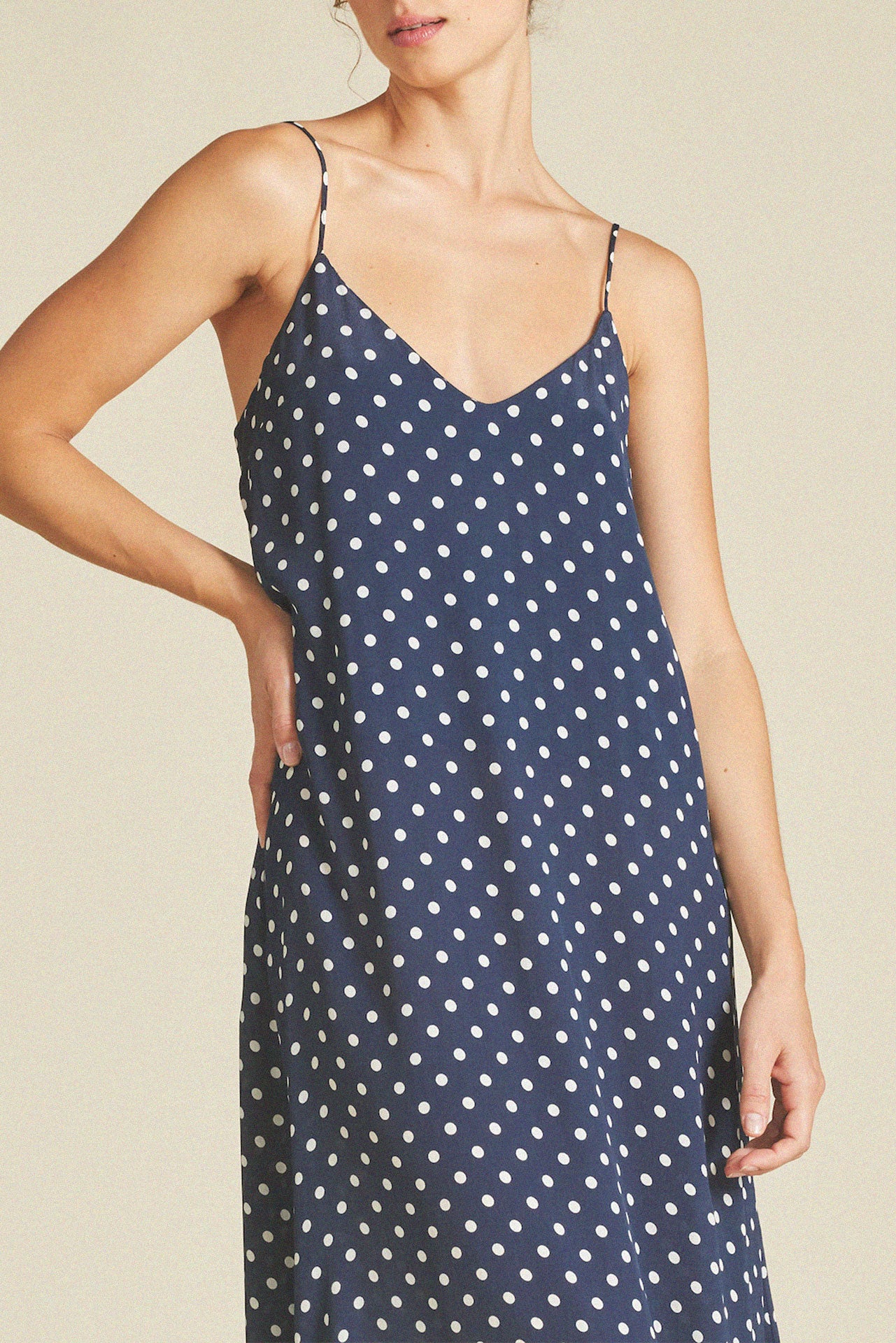 Reva Dress Navy Polka Dot