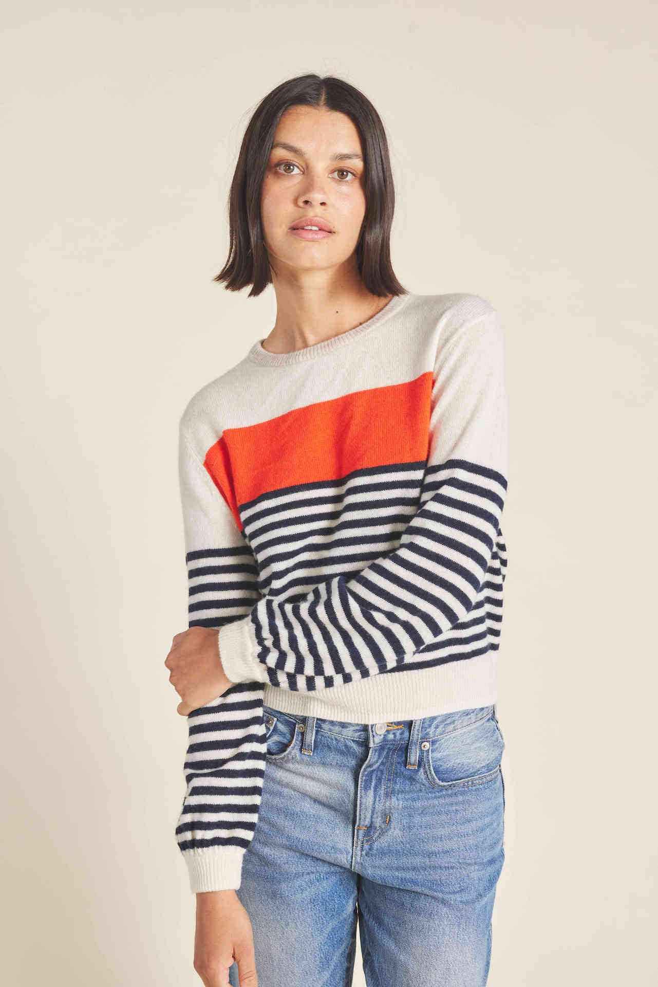 Ryann Sweater Navy/Red/White