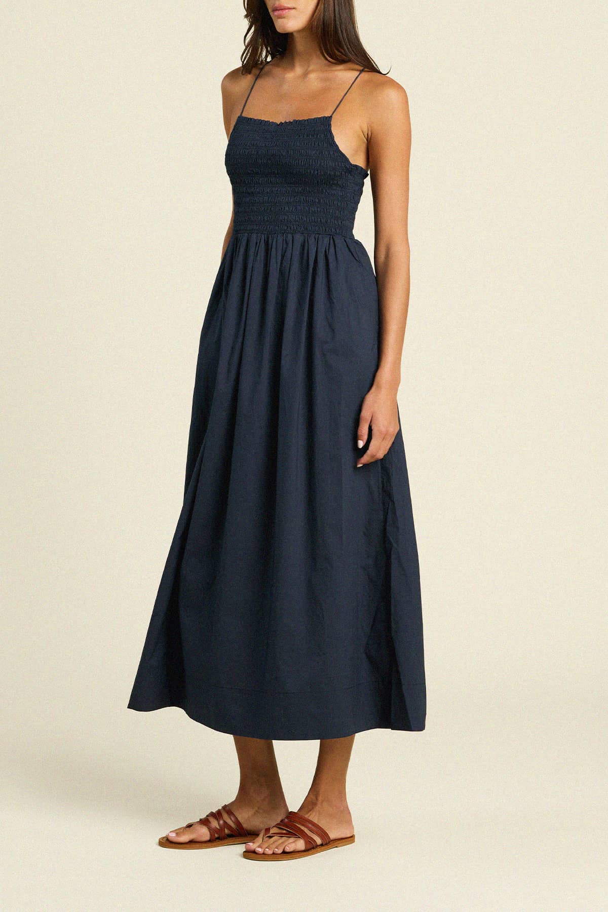 Carmen Dress Navy Poplin