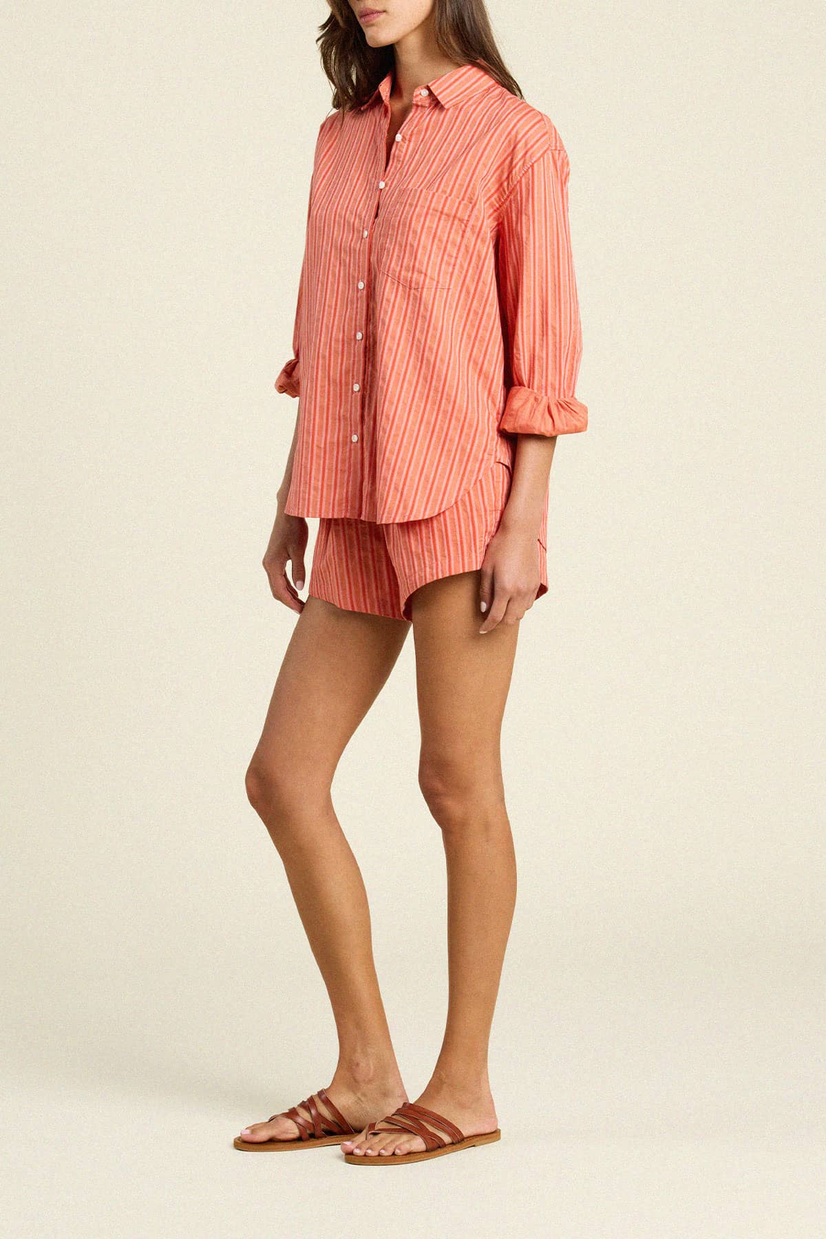 Blake Oversized Shirt Terracotta Stripe