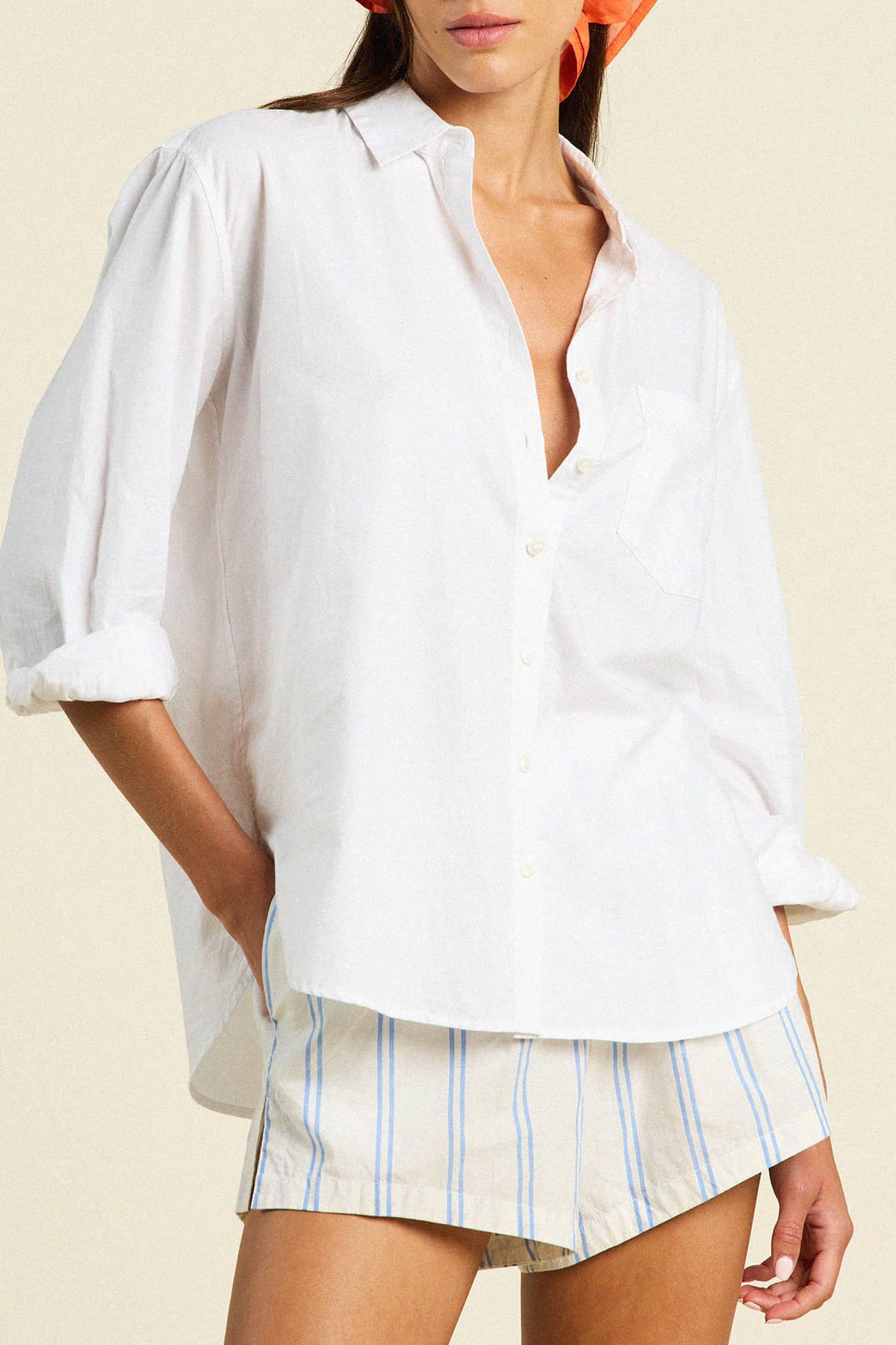 Blake Oversized Shirt White Cotton Twill