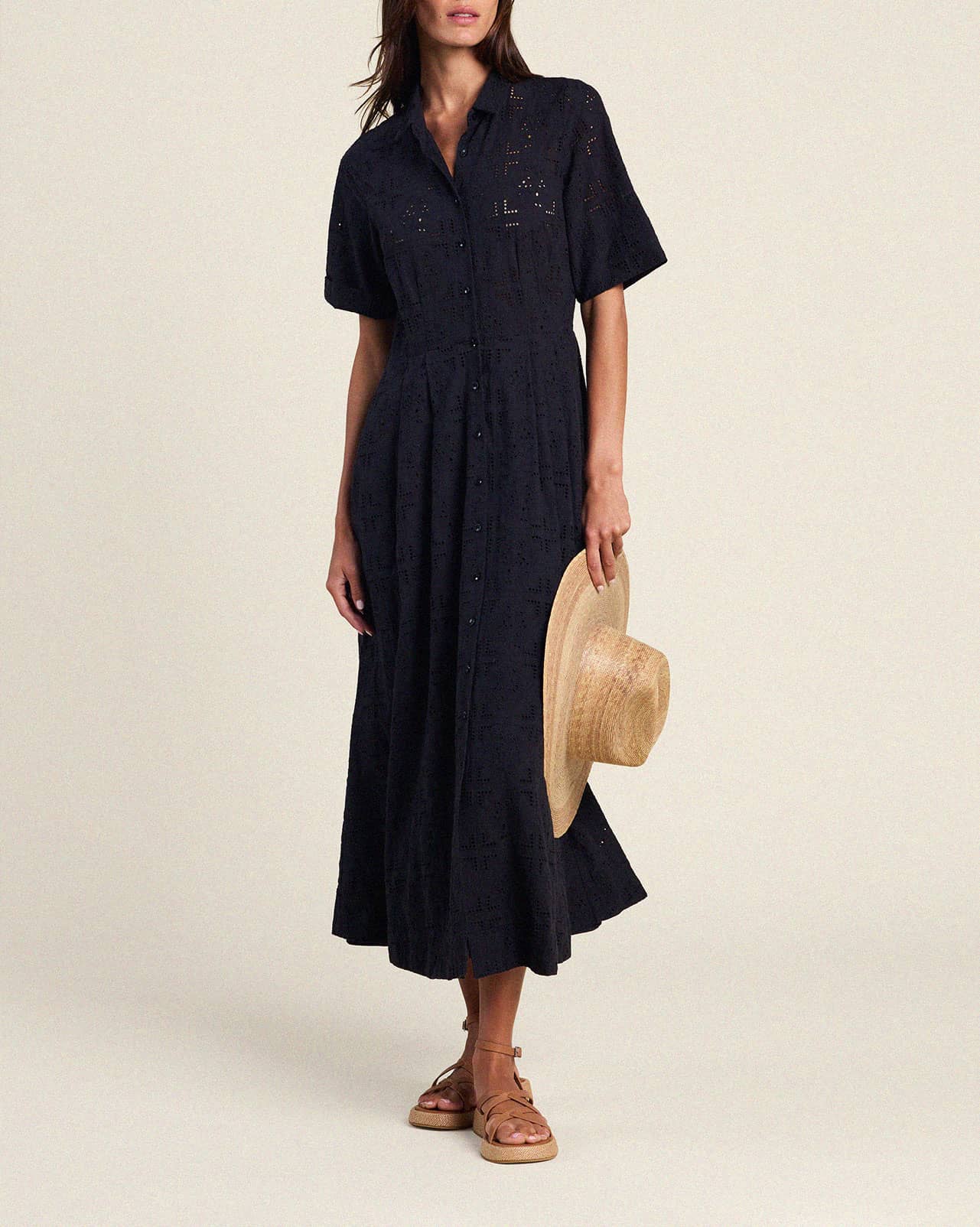 Aster Dress Black Handkerchief Eyelet