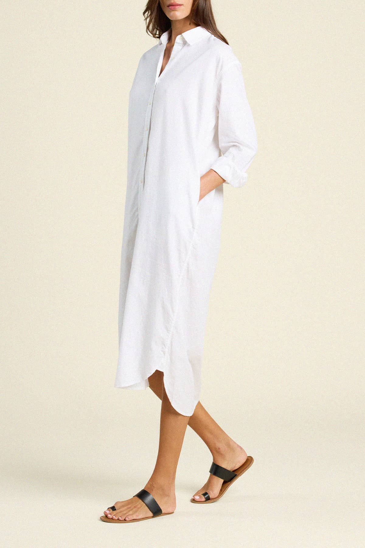 Catalina Shirtdress White Cotton Twill