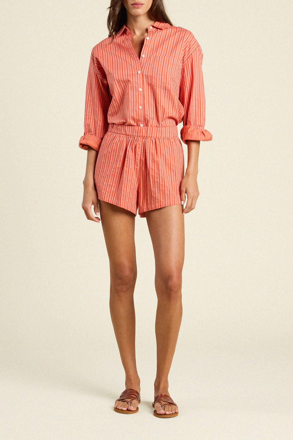 Blake Oversized Shirt Terracotta Stripe