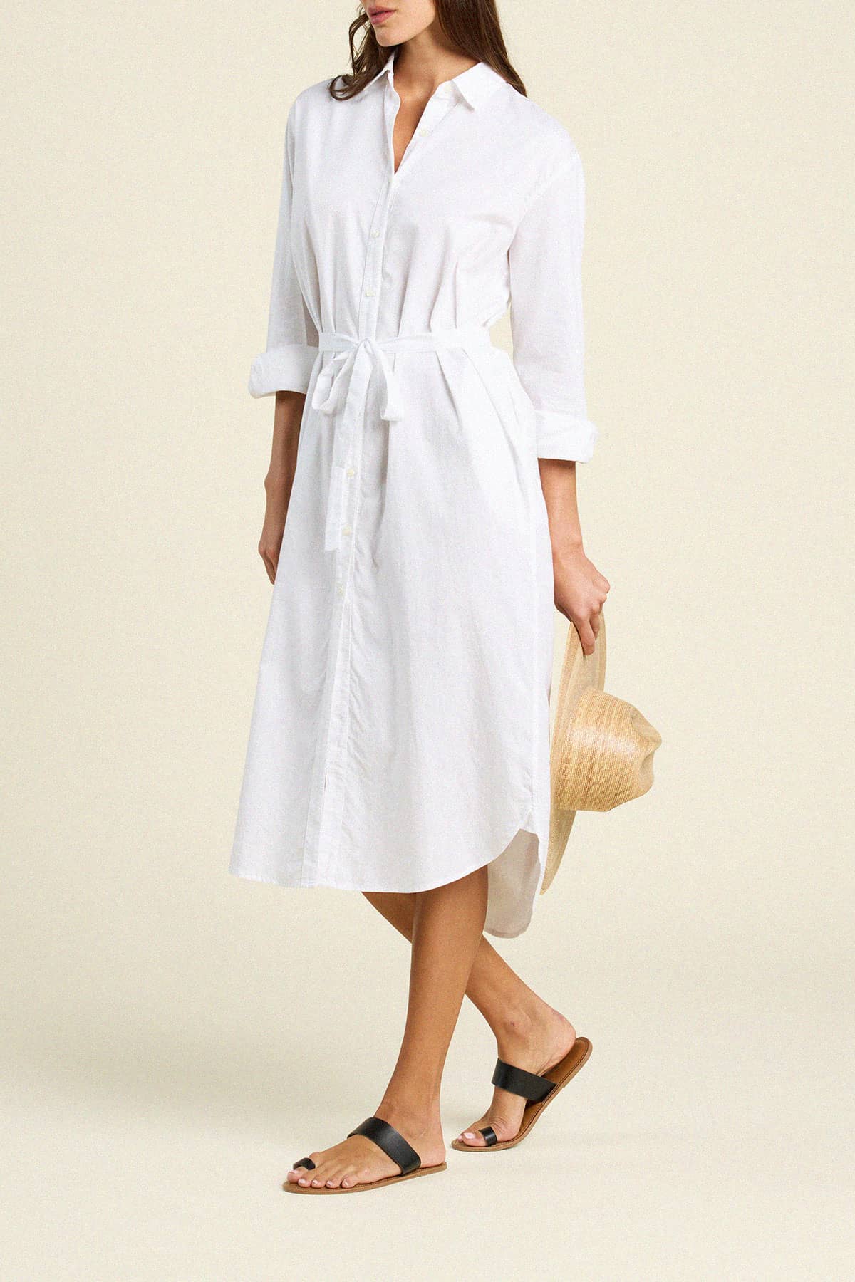 Catalina Shirtdress White Cotton Twill