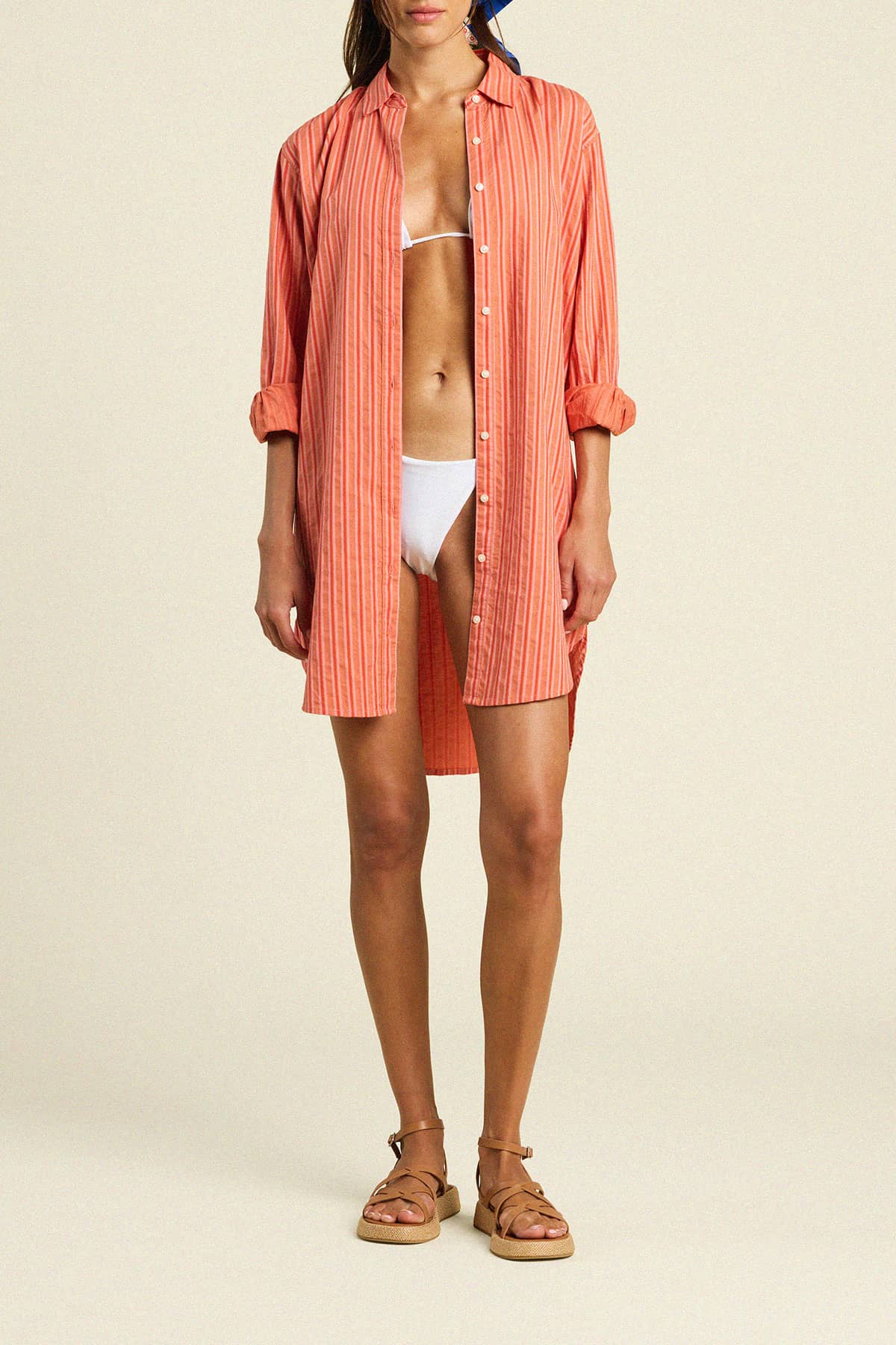 Callie Shirtdress Terracotta Stripe