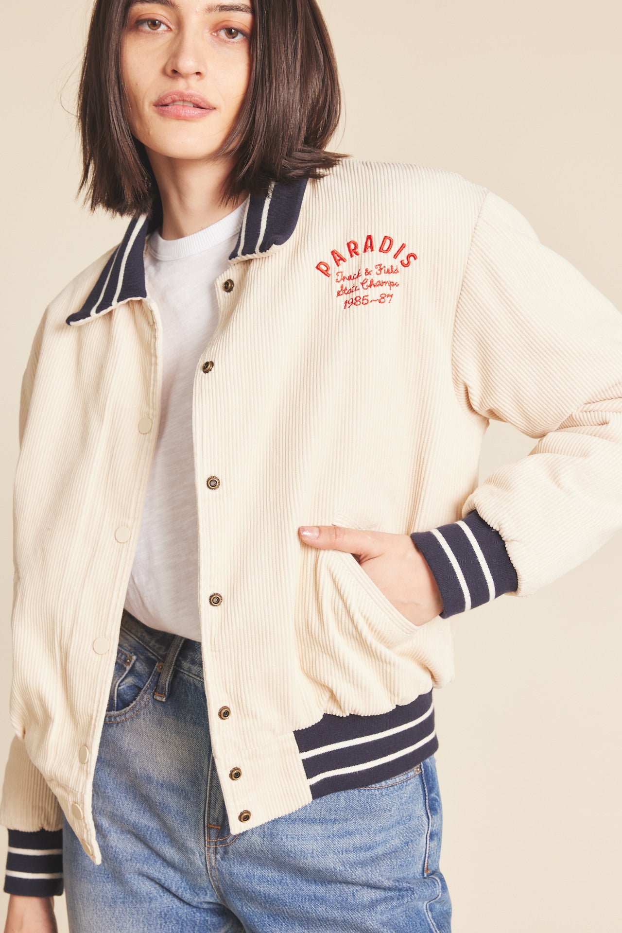 Logan Varsity Jacket Oat