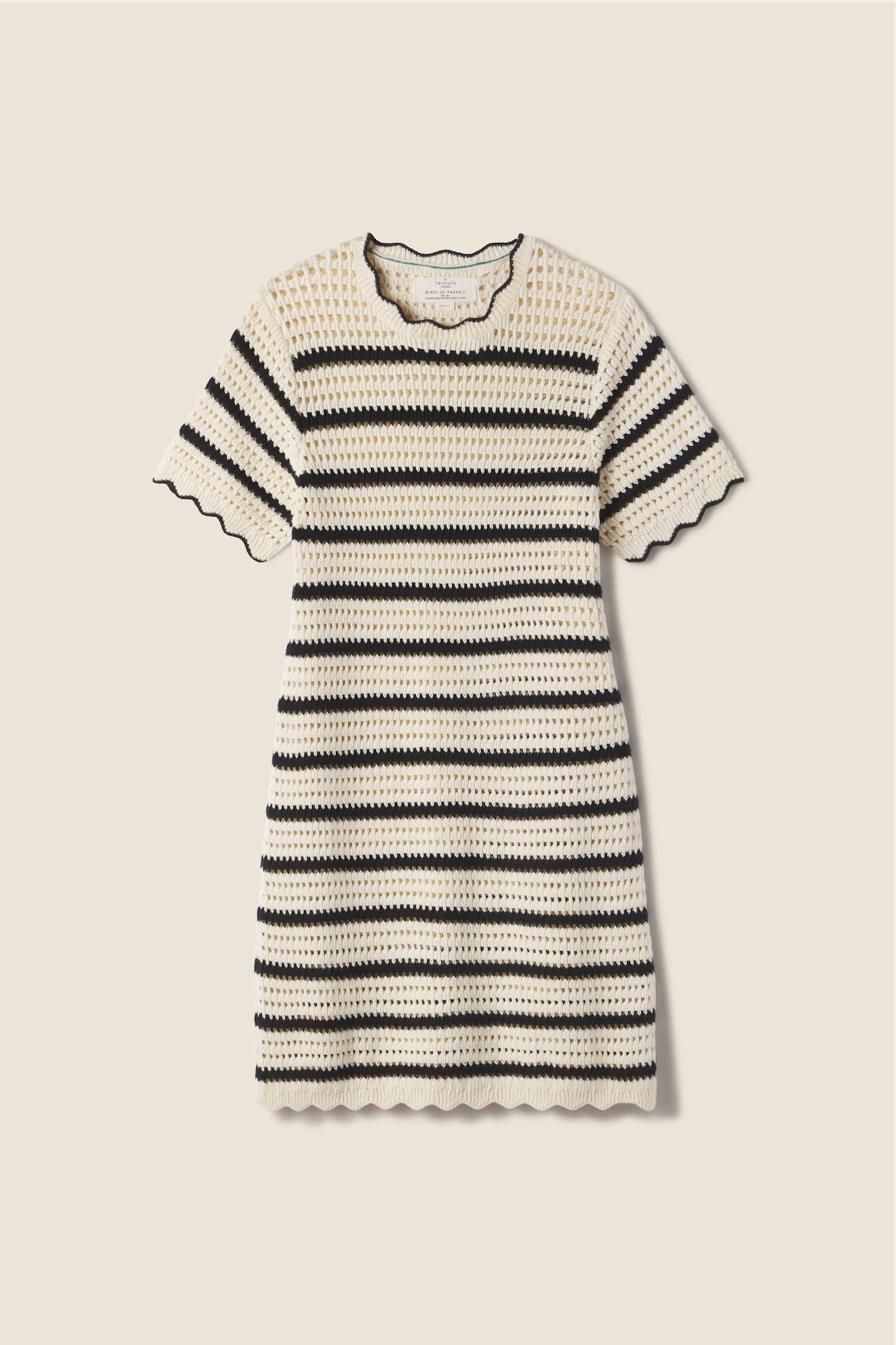 Mer Knit Dress Antique White/Black Stripe