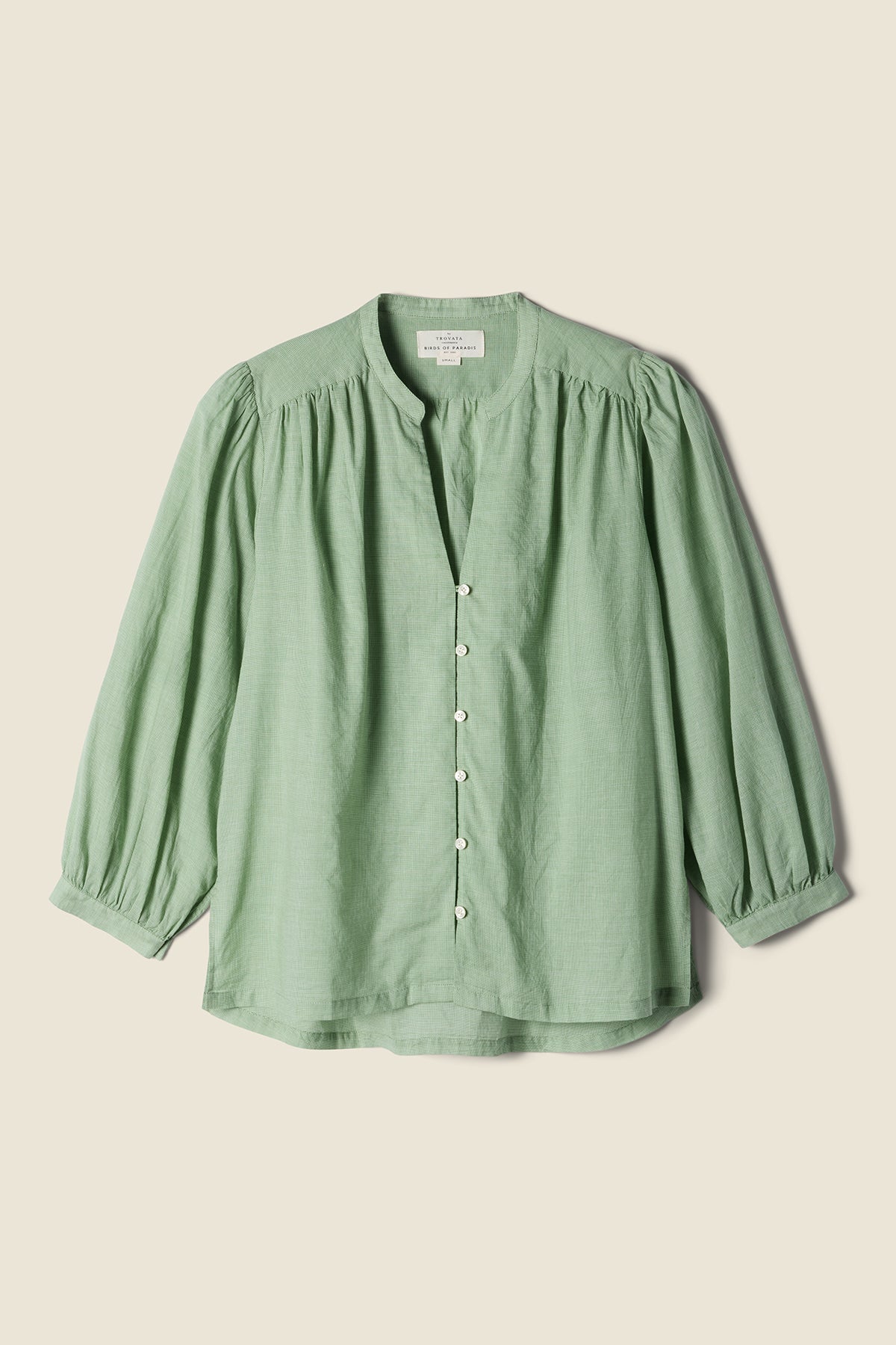 Quincy Blouse Green Houndstooth