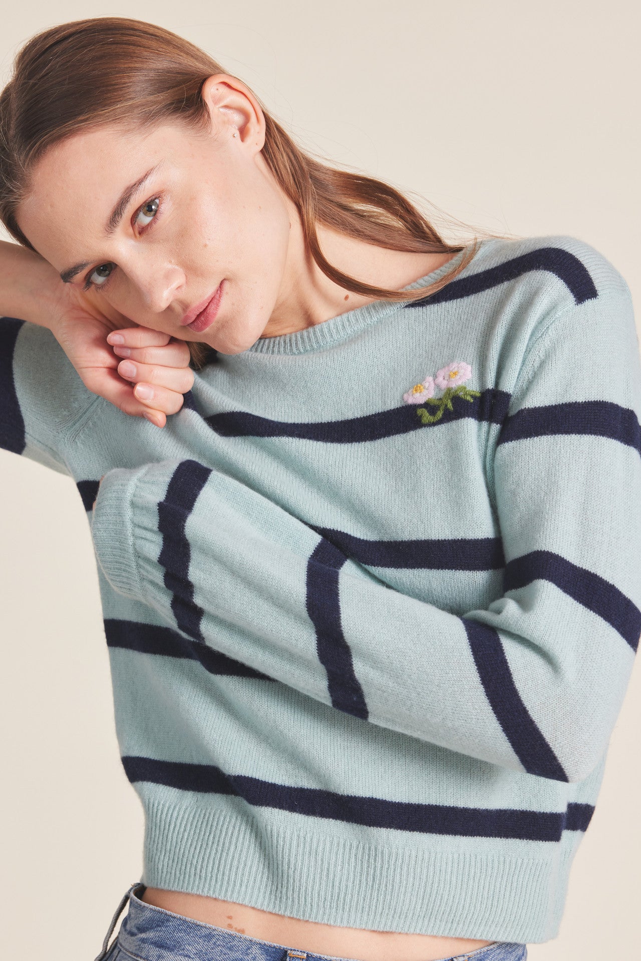 Ryann Sweater Green/Navy Stripe