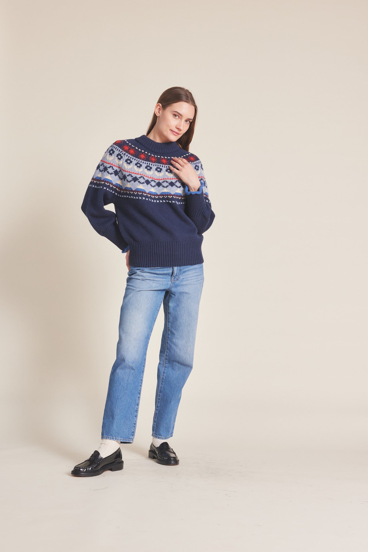 Kimi Oversized Fairisle Sweater Navy