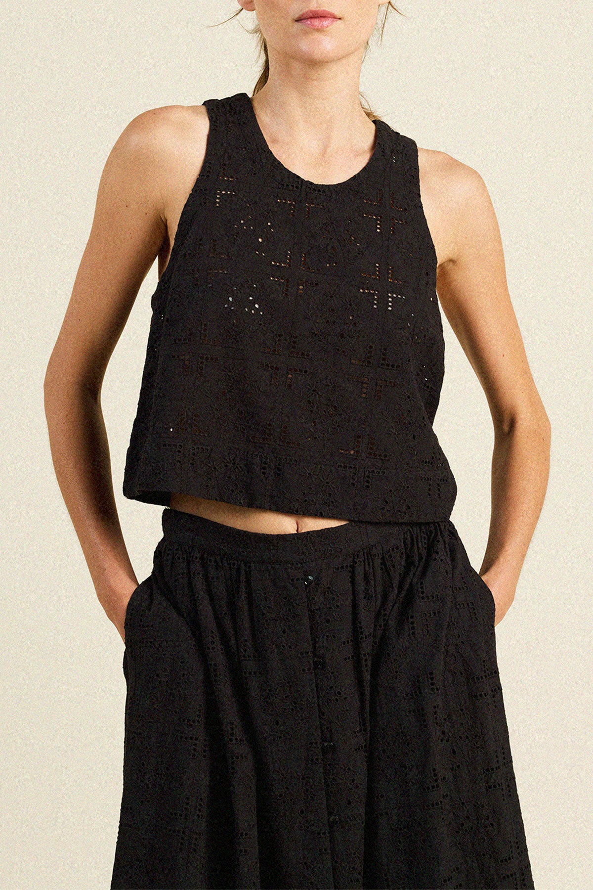 Esther Tank Black Handkerchief Eyelet