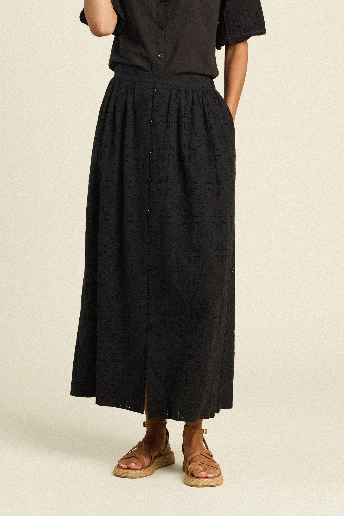 Lisette Skirt Black Handkerchief Eyelet