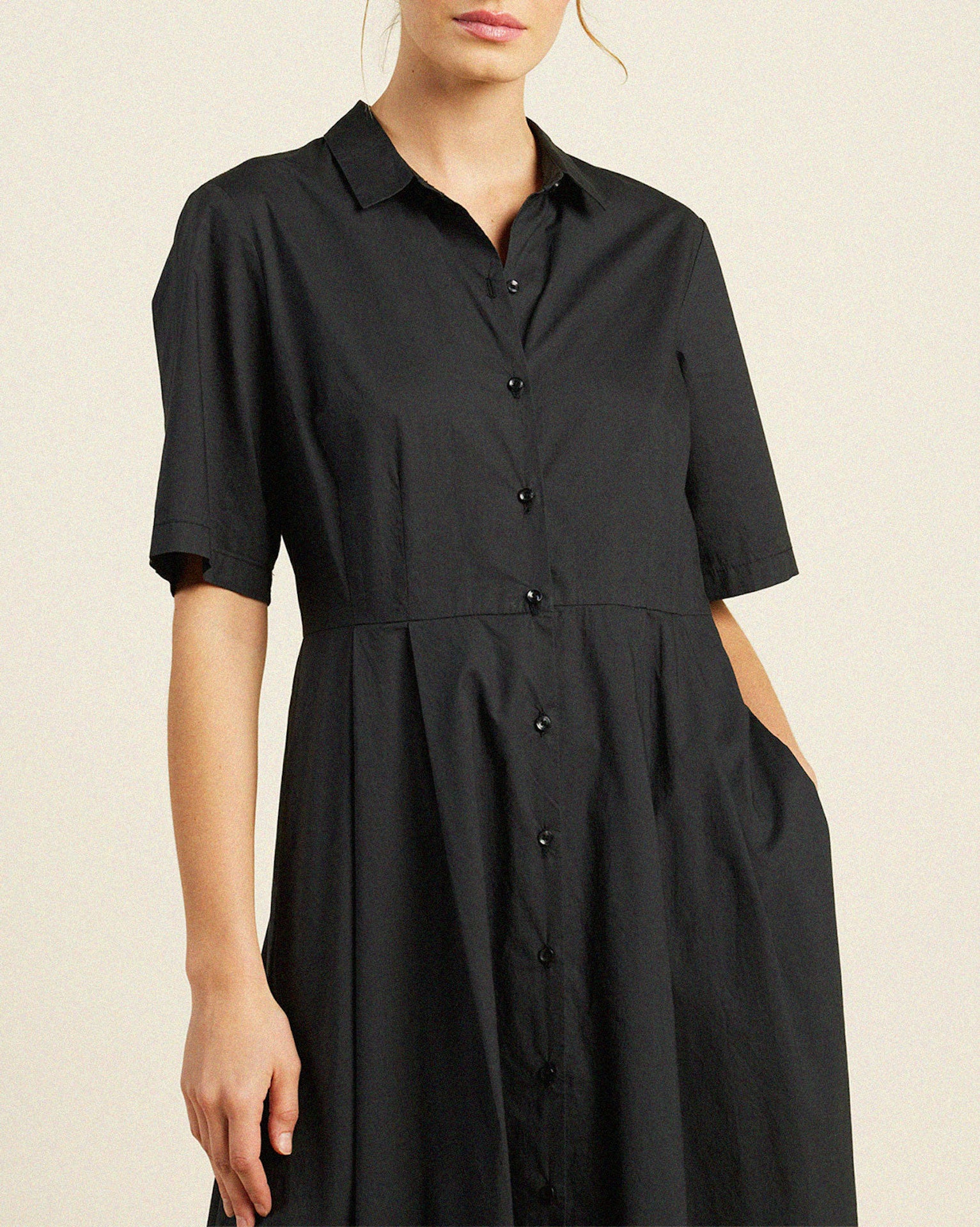 Aster Dress Black Poplin