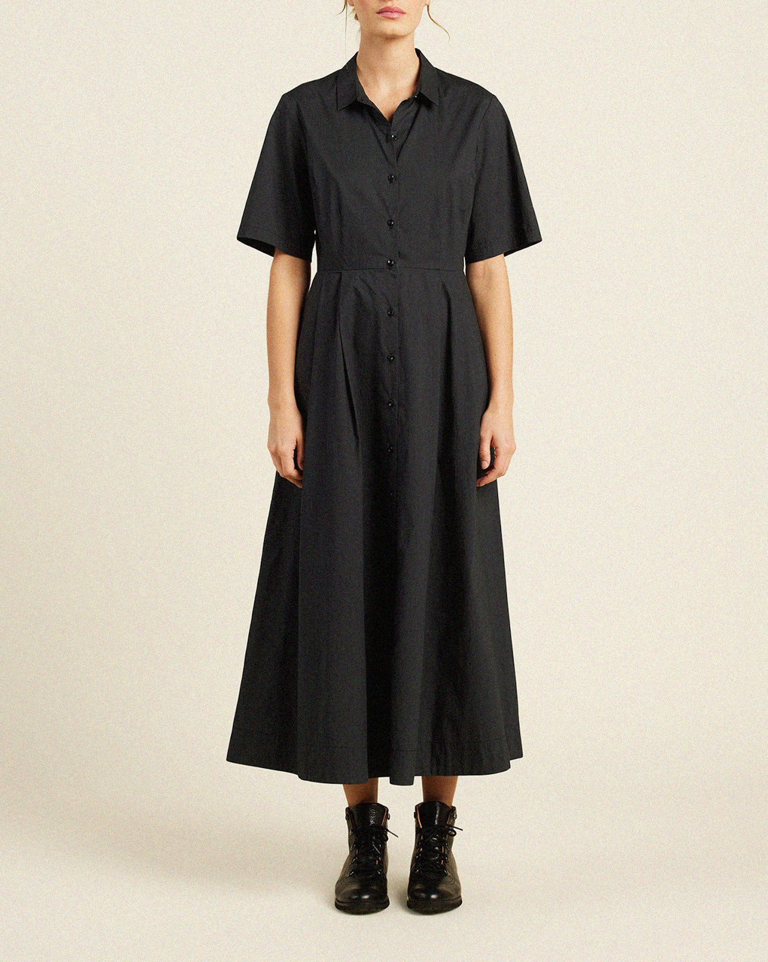 Aster Dress Black Poplin