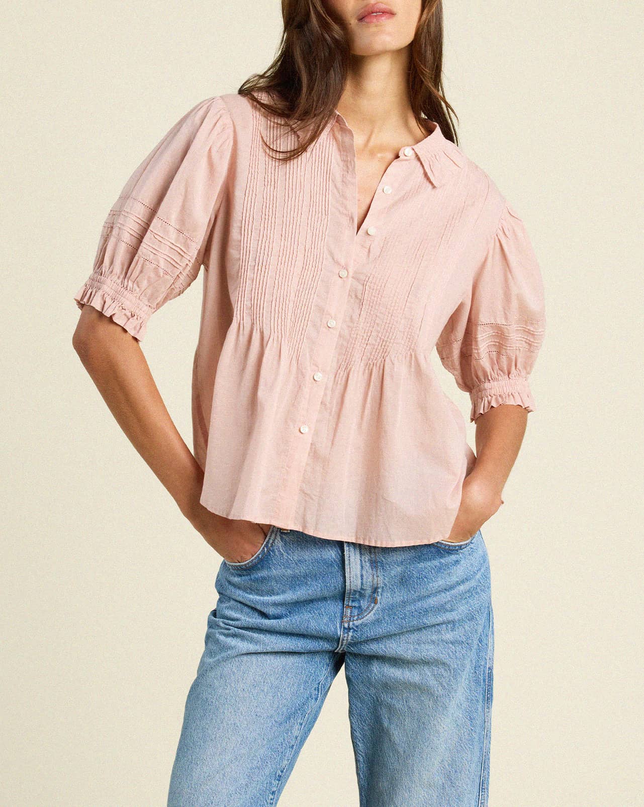 Jess Blouse Blush Voile