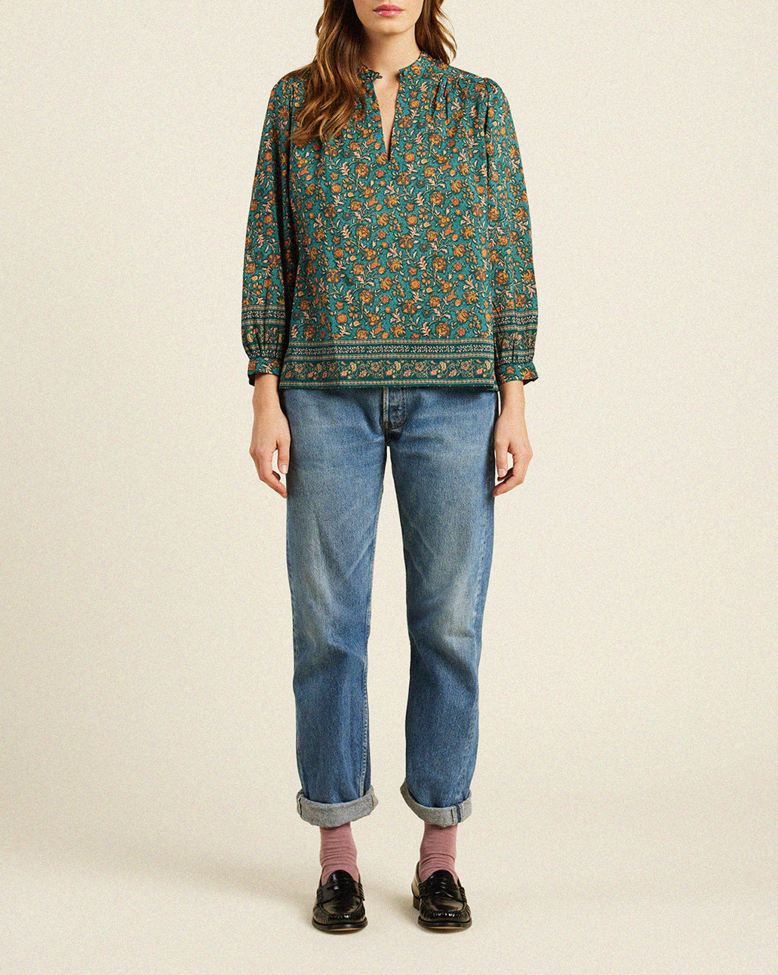 Bailey Blouse Botanical Border