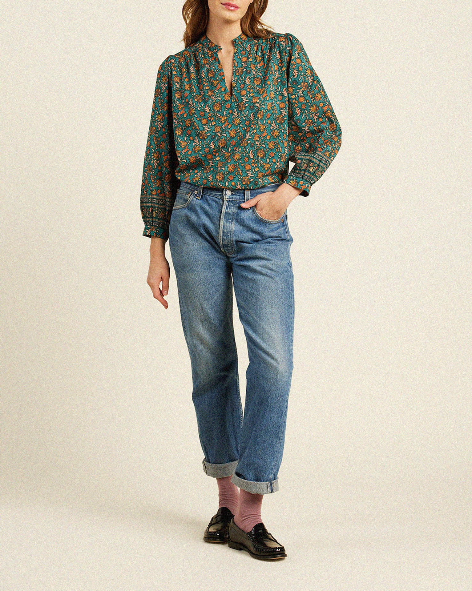 Bailey Blouse Botanical Border