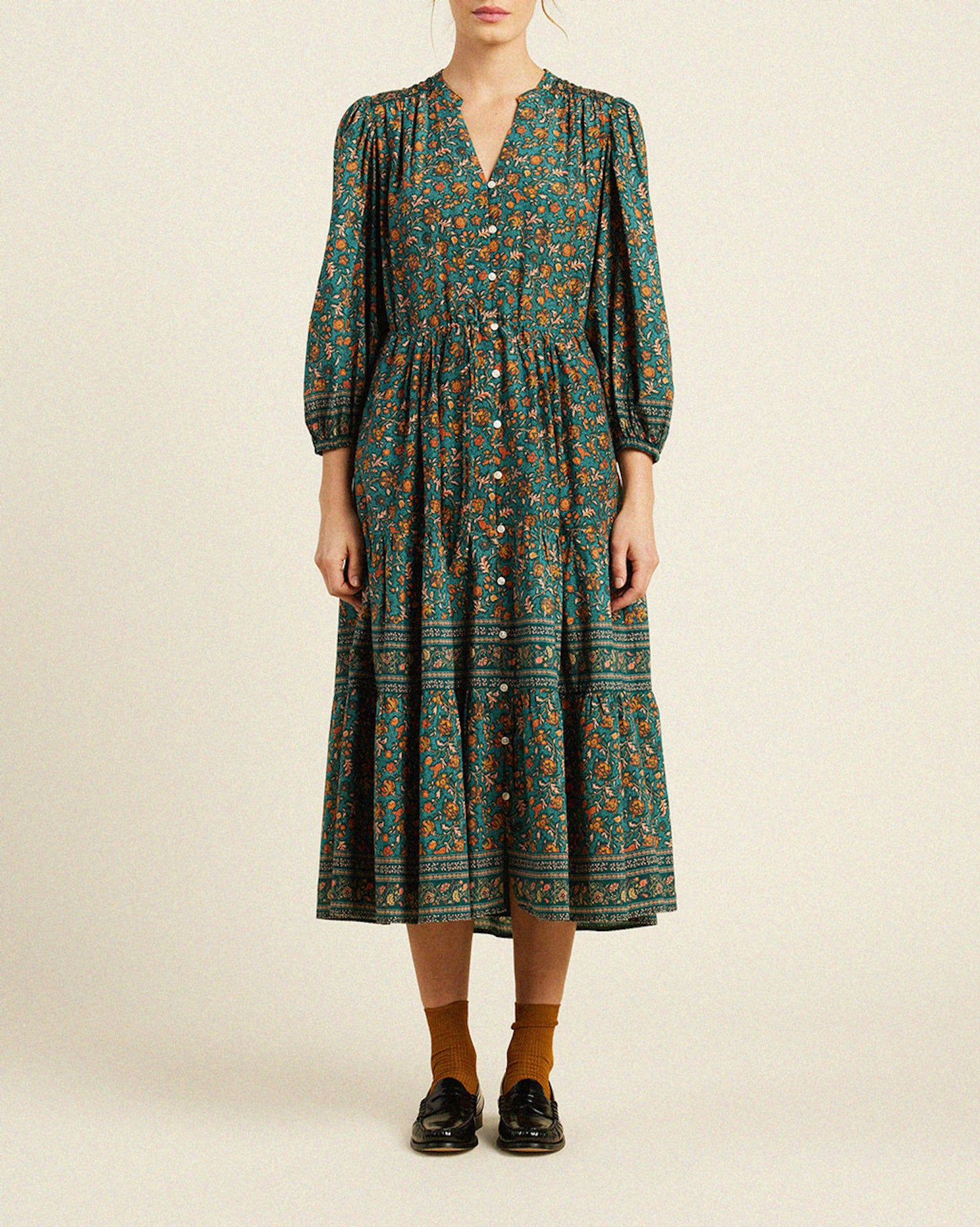 Sylvie Dress Botanical Border