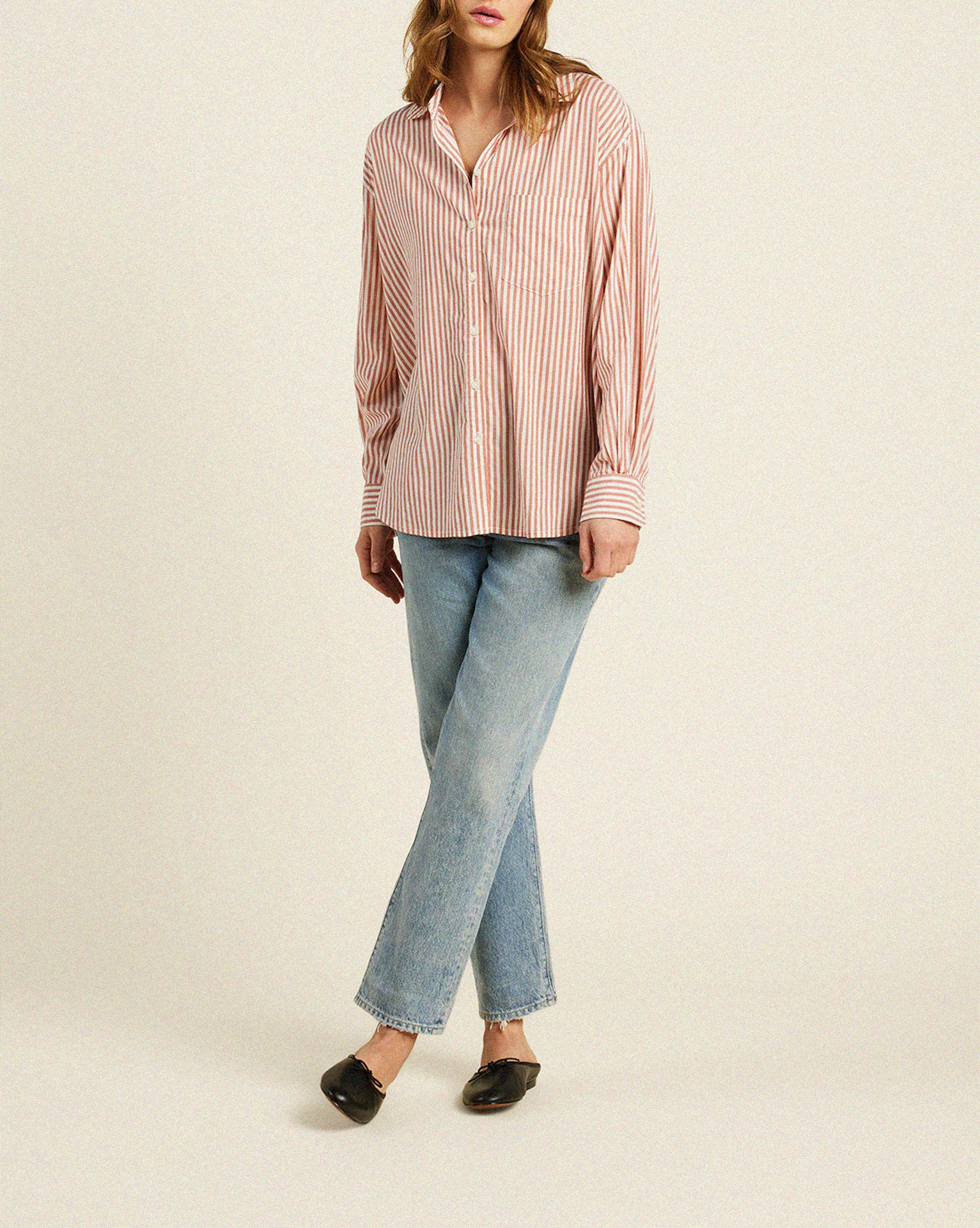 Blake Oversized Shirt Brandy Stripe