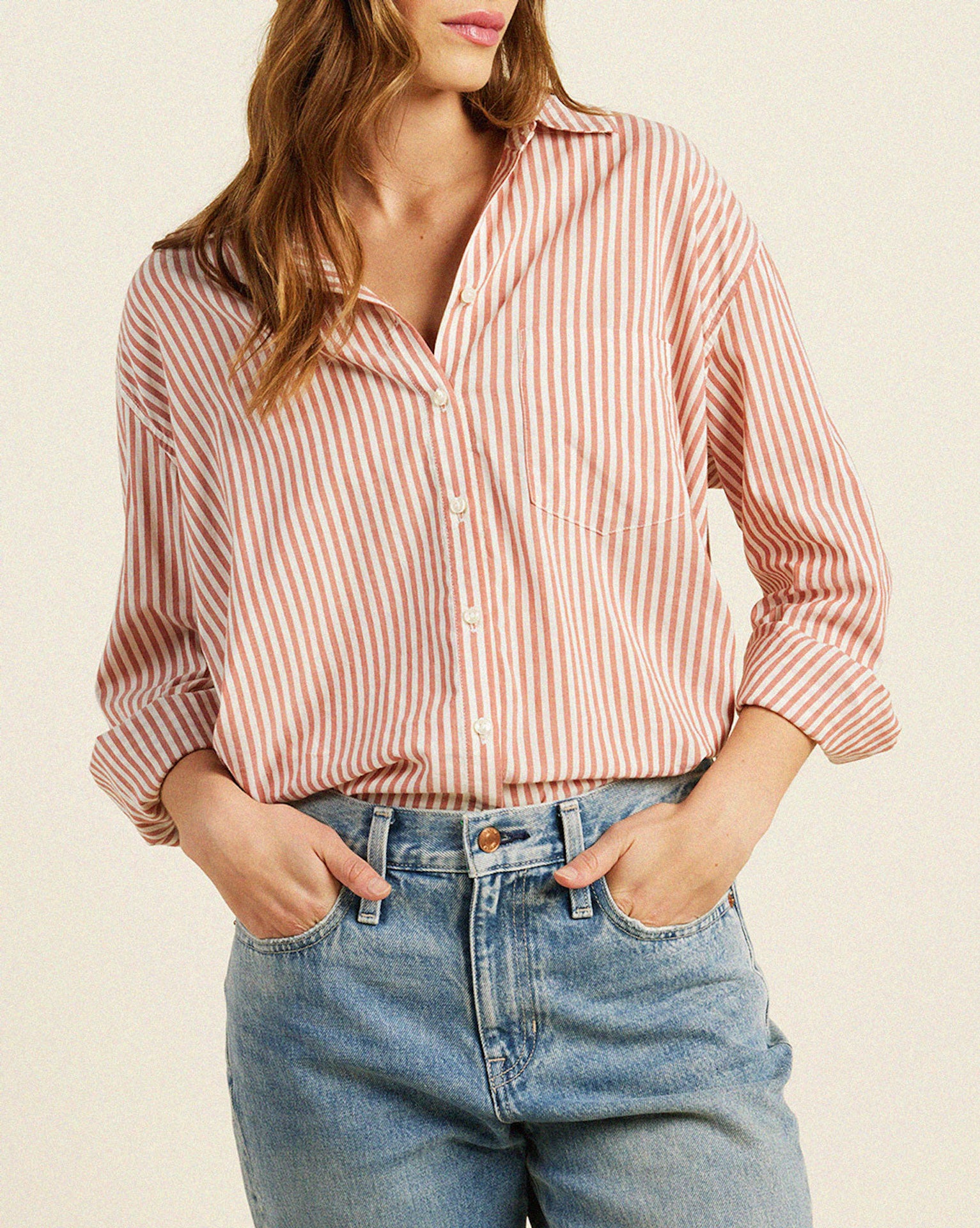 Blake Oversized Shirt Brandy Stripe