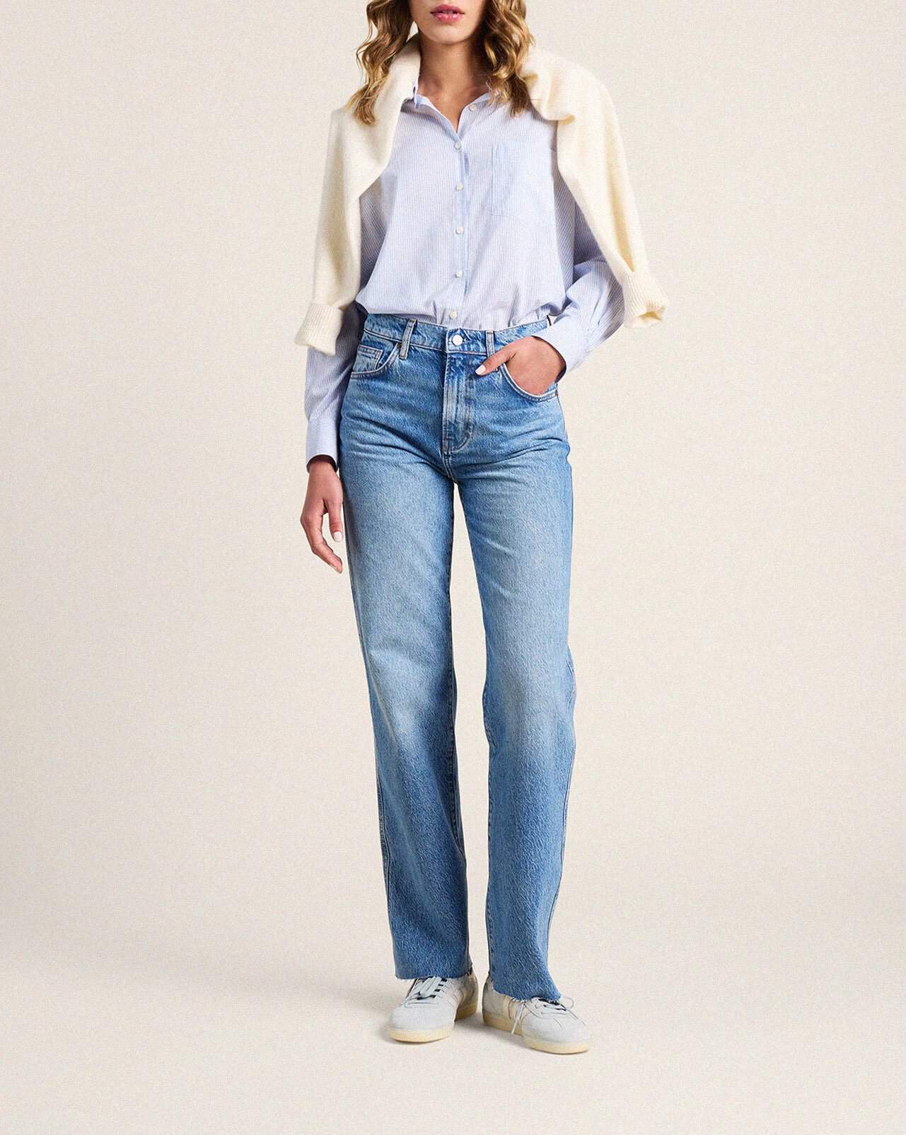 Blake Oversized Shirt Cornflower Stripe