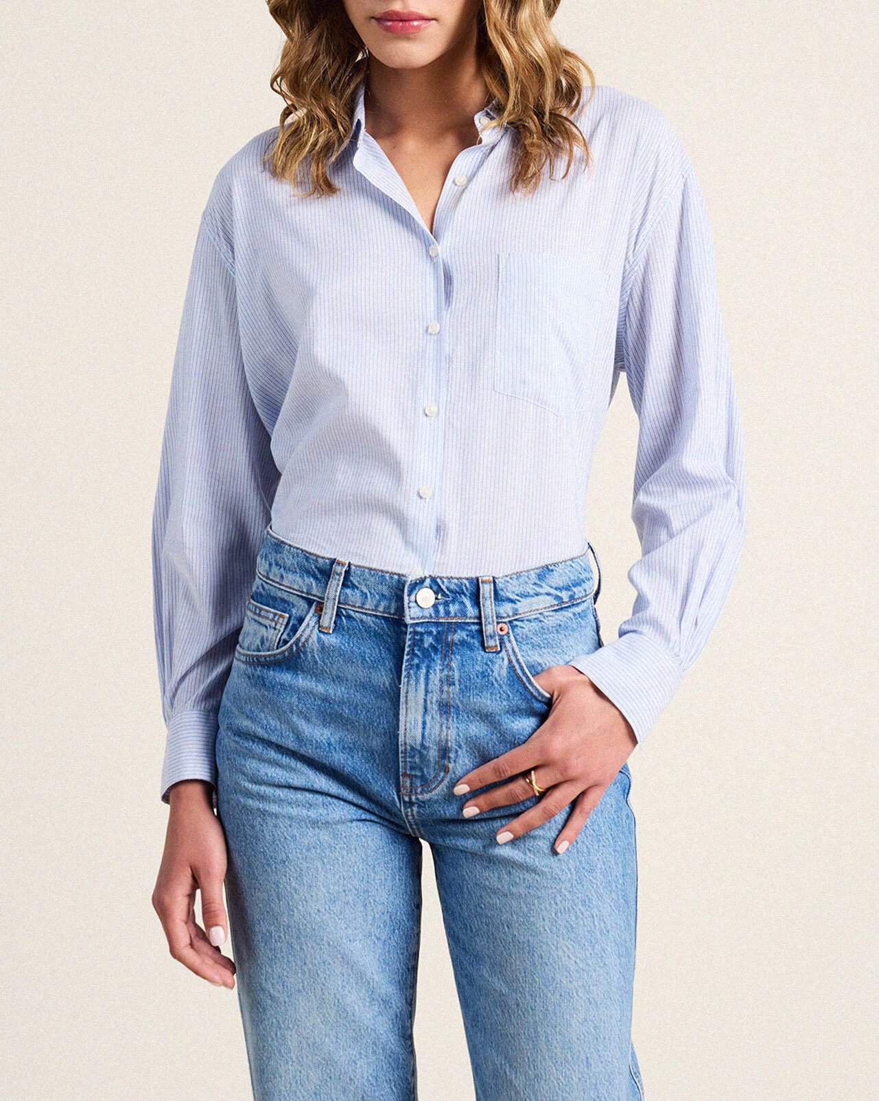 Blake Oversized Shirt Cornflower Stripe