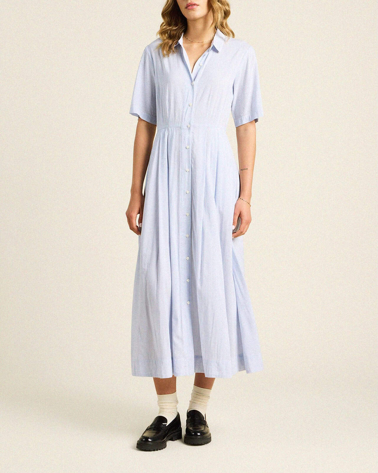 Aster Dress Cornflower Stripe