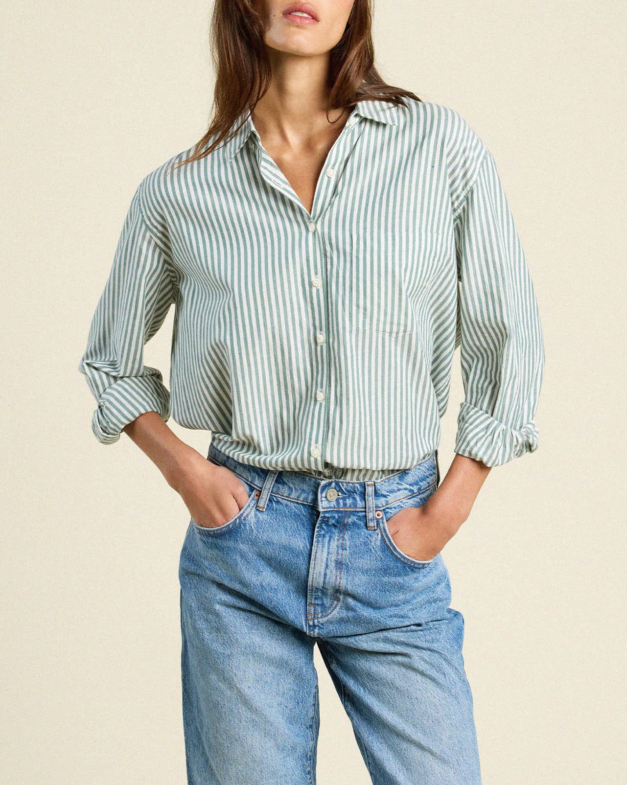 Blake Oversized Shirt Green Stripe