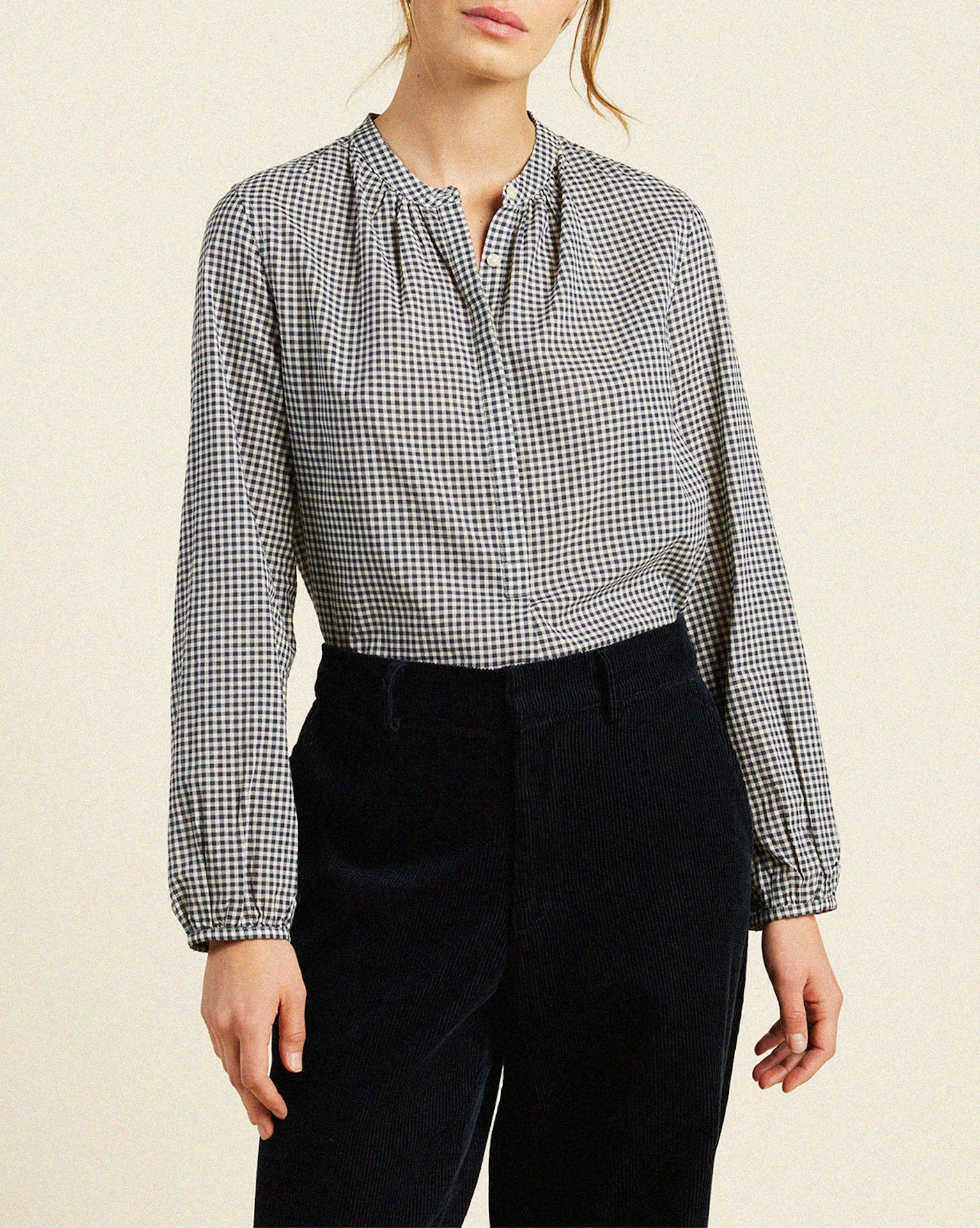 Aubree Blouse Inkwell Gingham