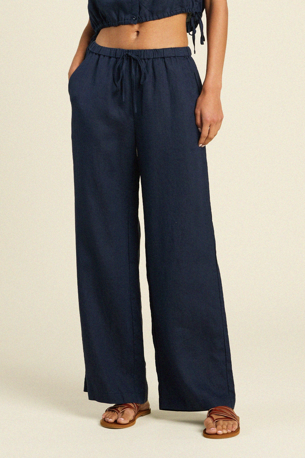 Vera Pant Navy Linen