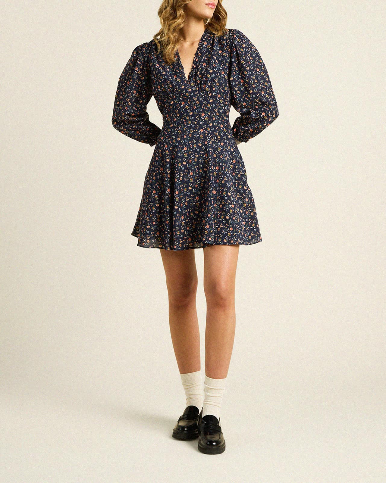 Paulina Dress Navy Rosette