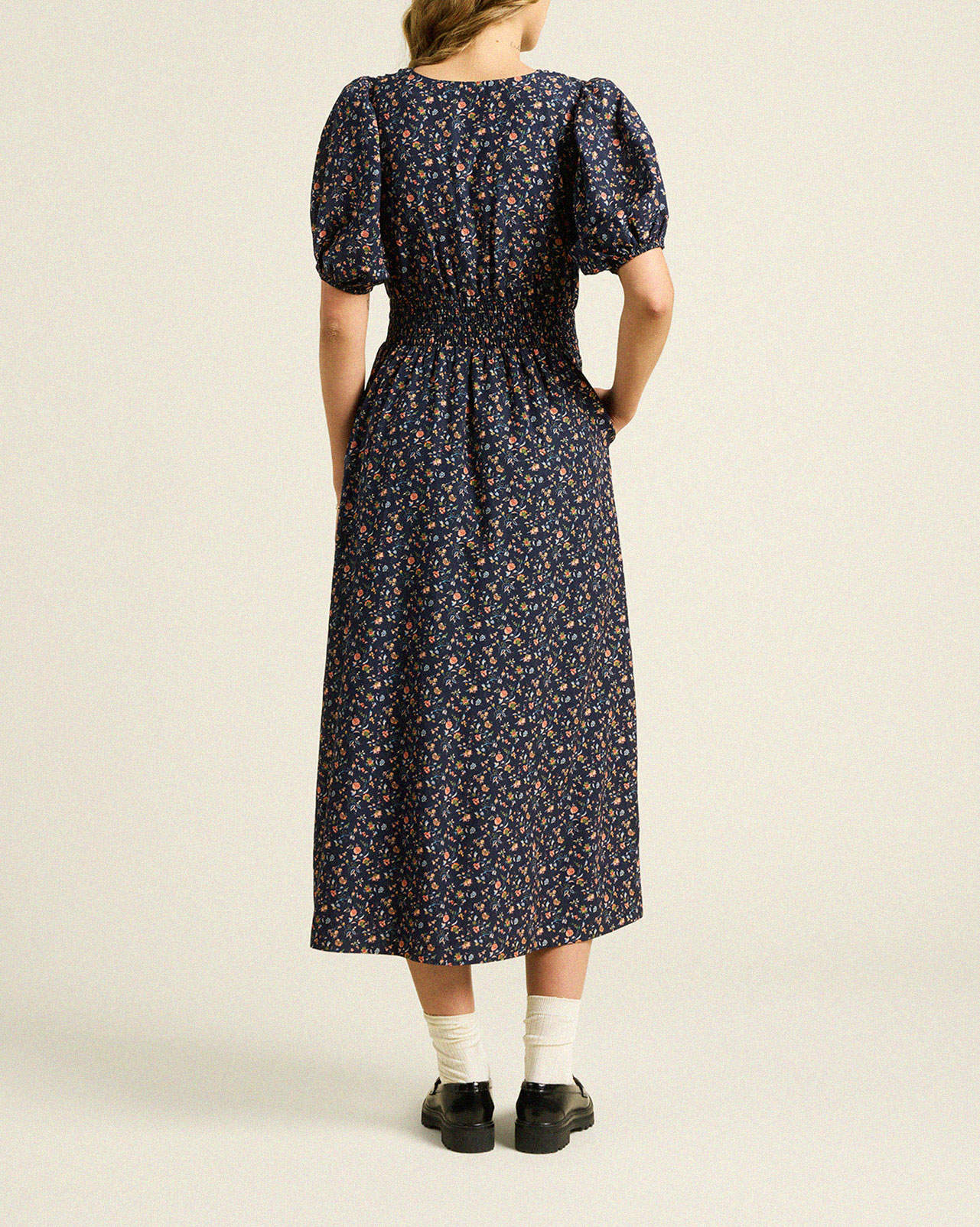 Sonia Dress Navy Rosette