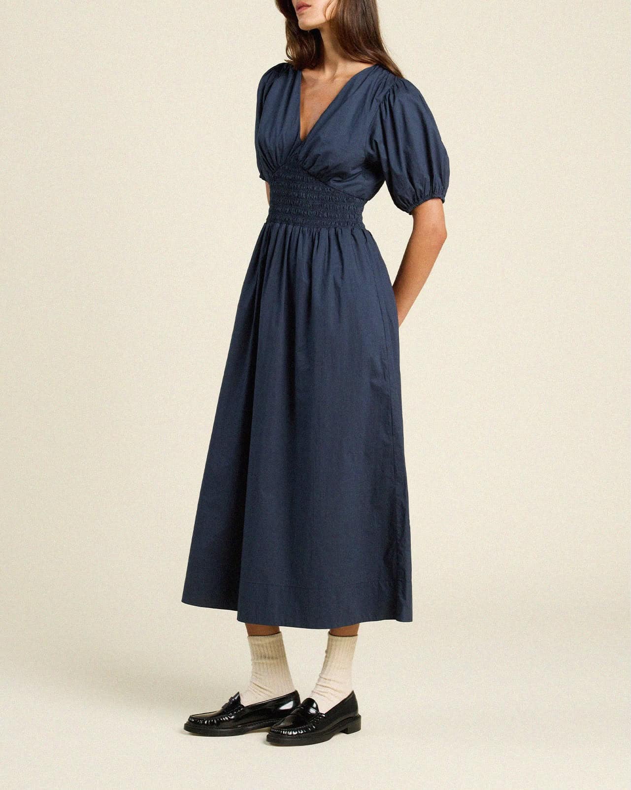 Sonia Dress Navy Poplin