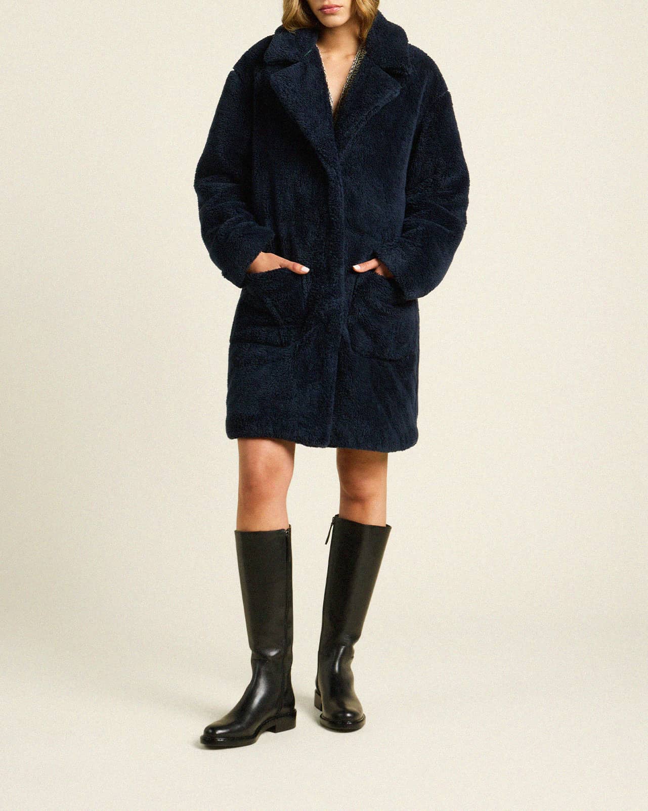 Obriana Coat Navy Fleece