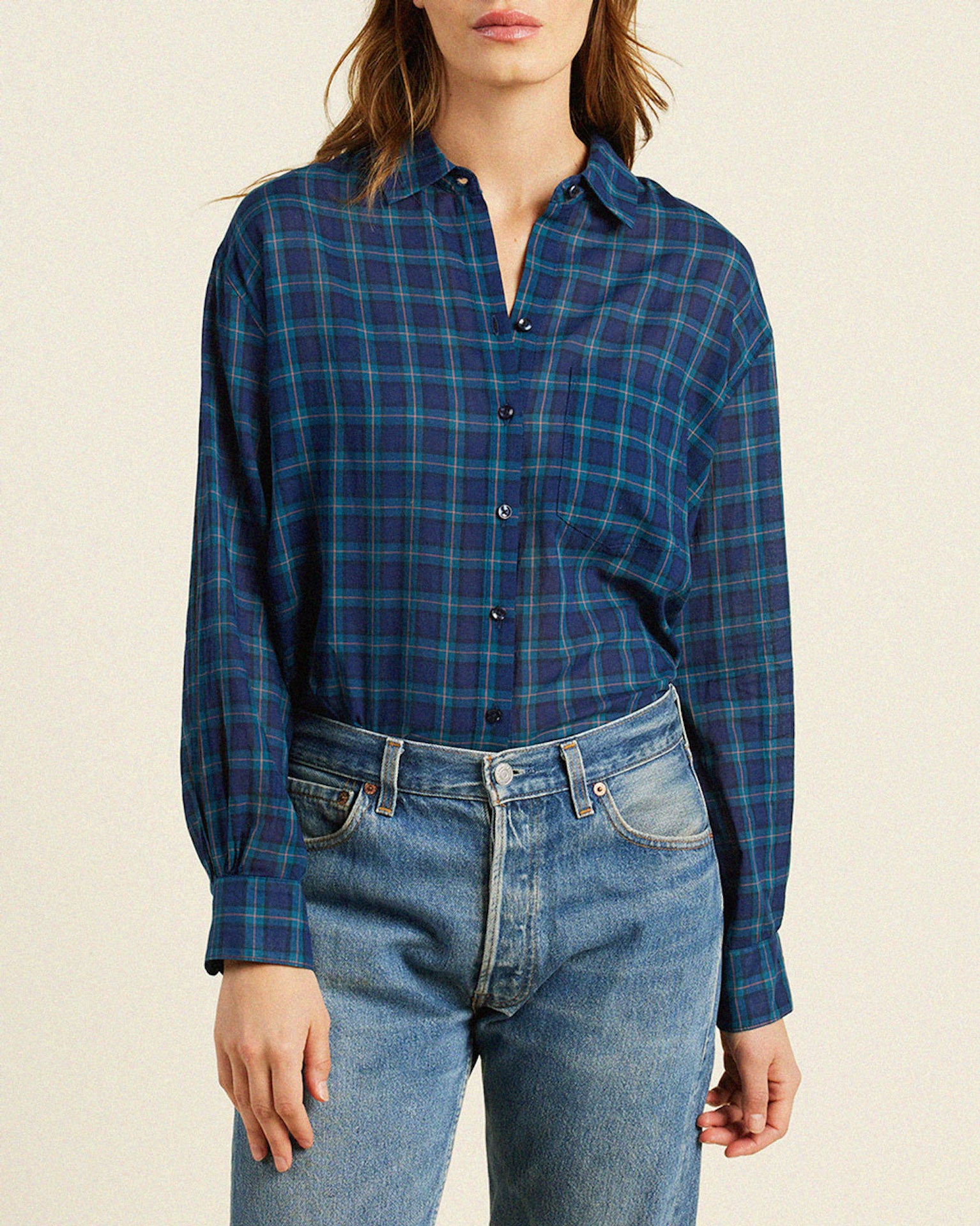 Blake Oversized Shirt Oceanside Plaid