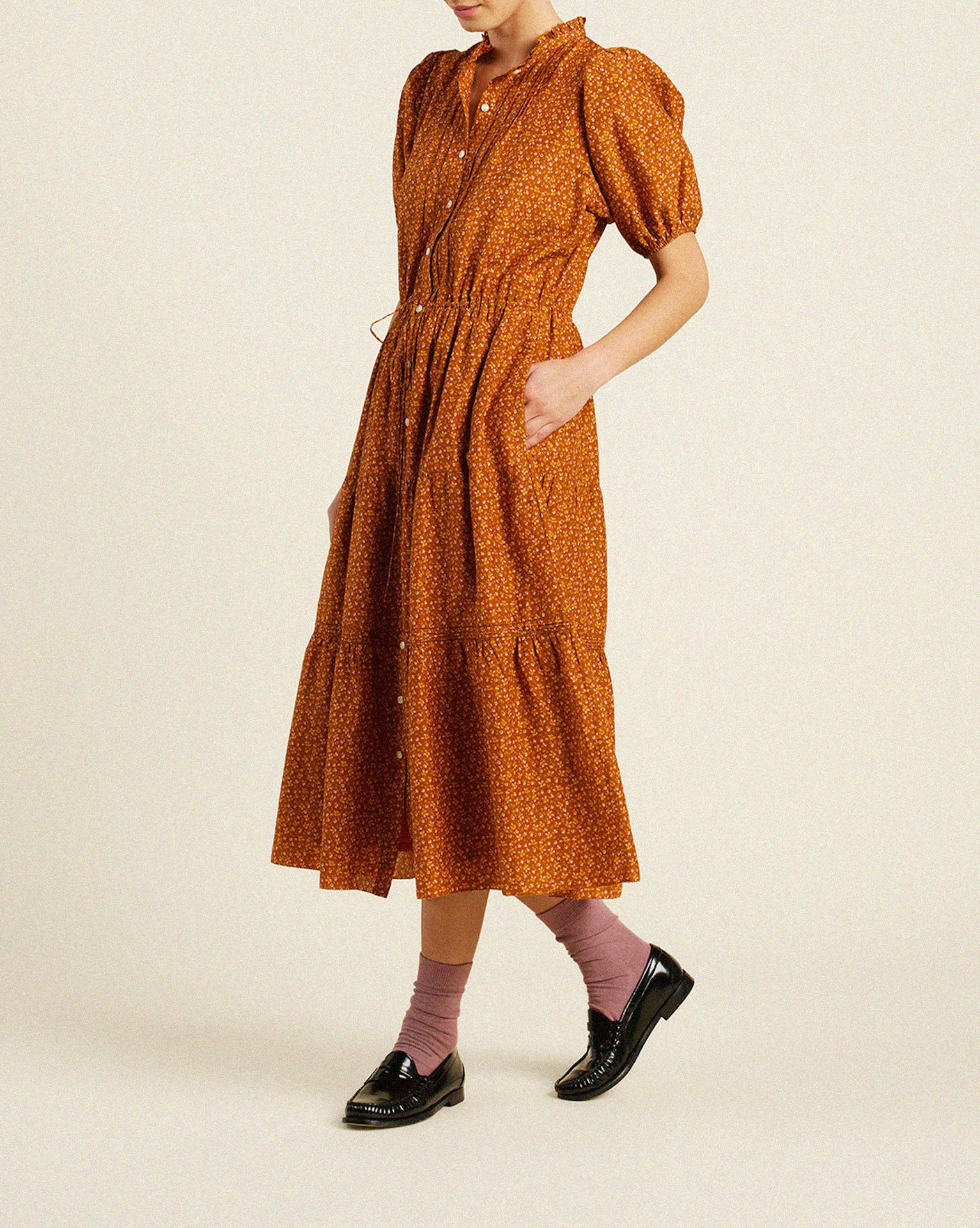 Hildie Dress Pecan Ditsy