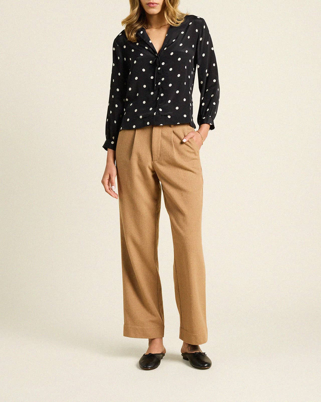 Yvonne Blouse Black Polka Dots