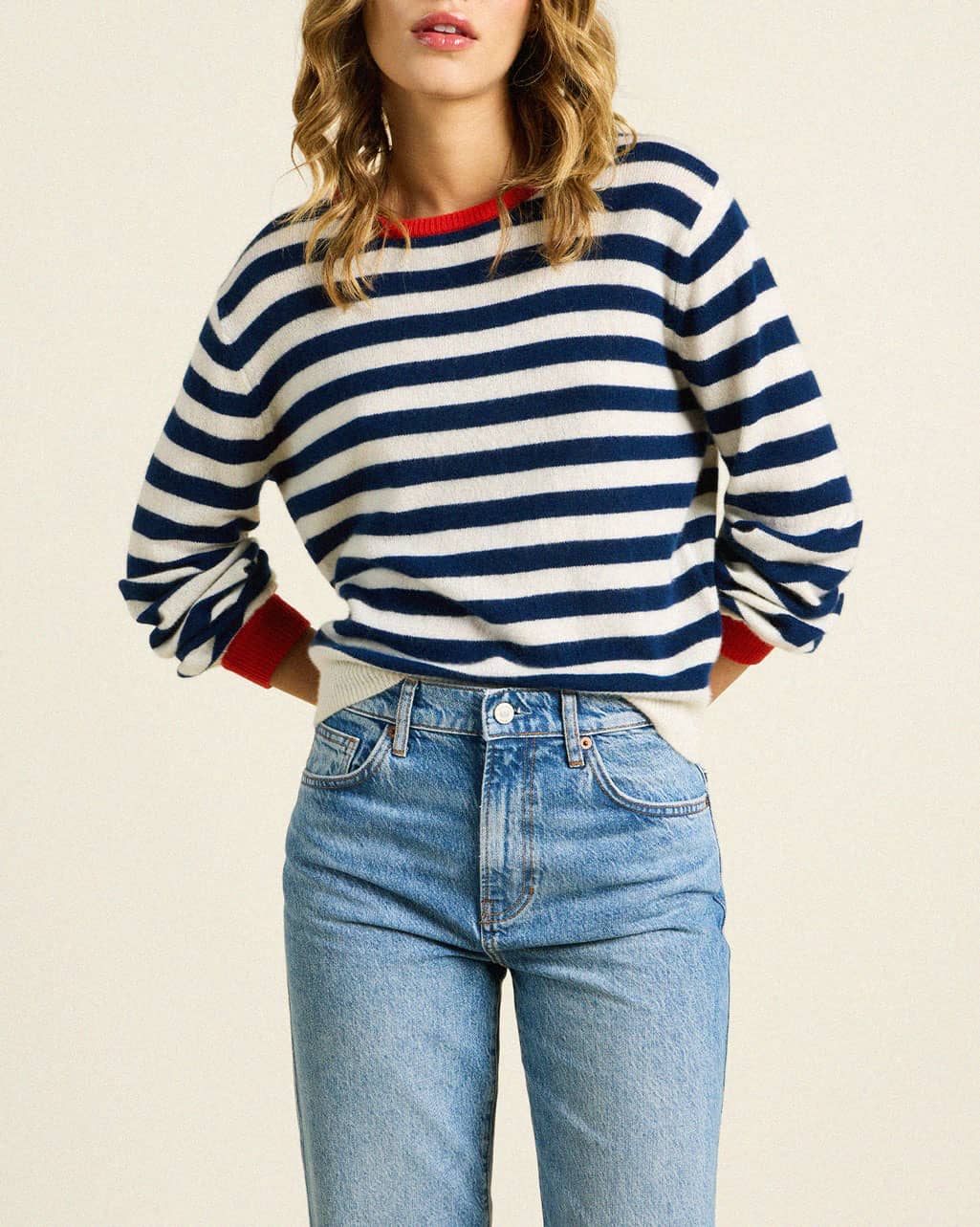 Ryann Sweater Navy Stripe With Red