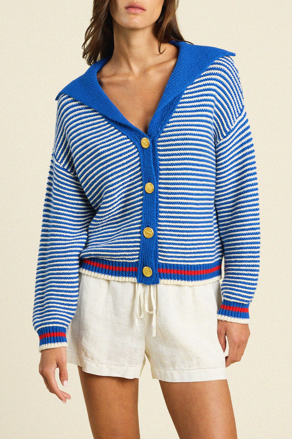 Savannah Cardigan Blue Stripe