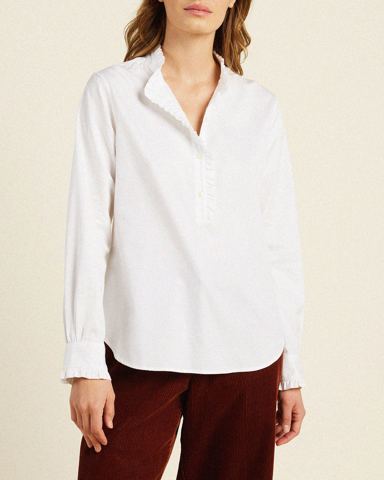 Breezy Blouse White Cotton Twill