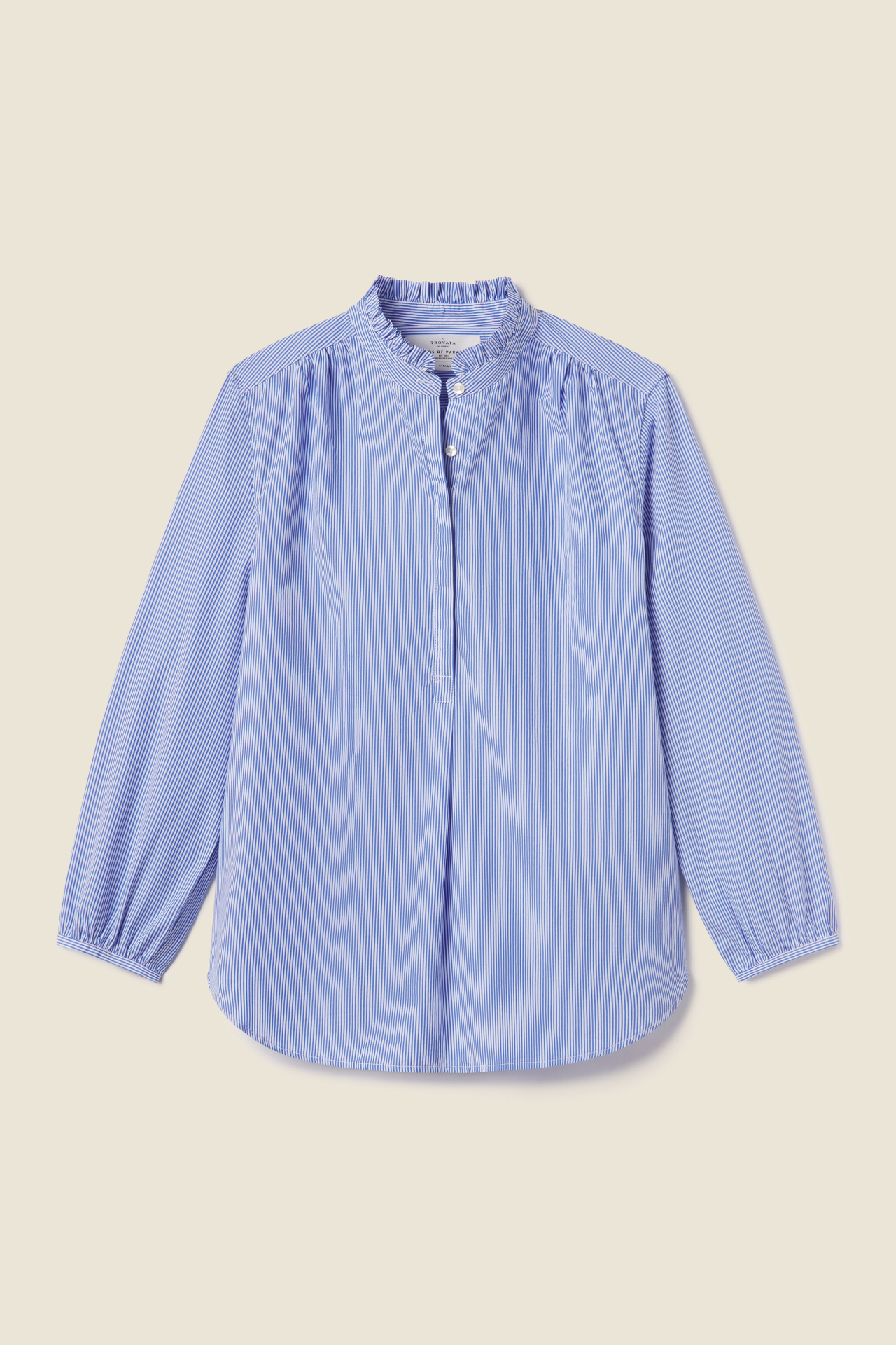 Sara B Henley Shirt Blue/White Stripe