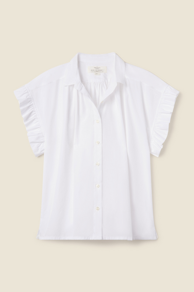 Marianne B Ruffle Sleeve Shirt White Poplin – TROVATA