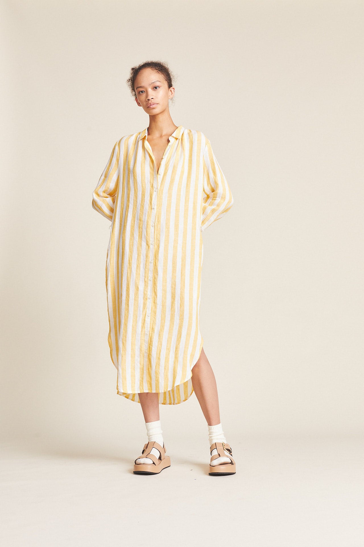 Joni Dress Yellow Awning Stripe