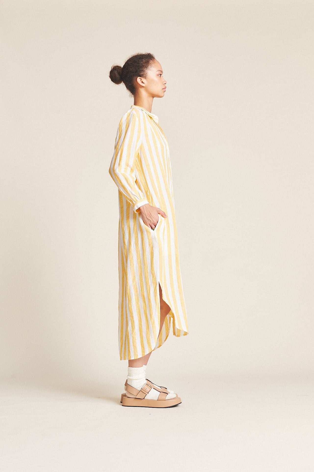 Joni Dress Yellow Awning Stripe