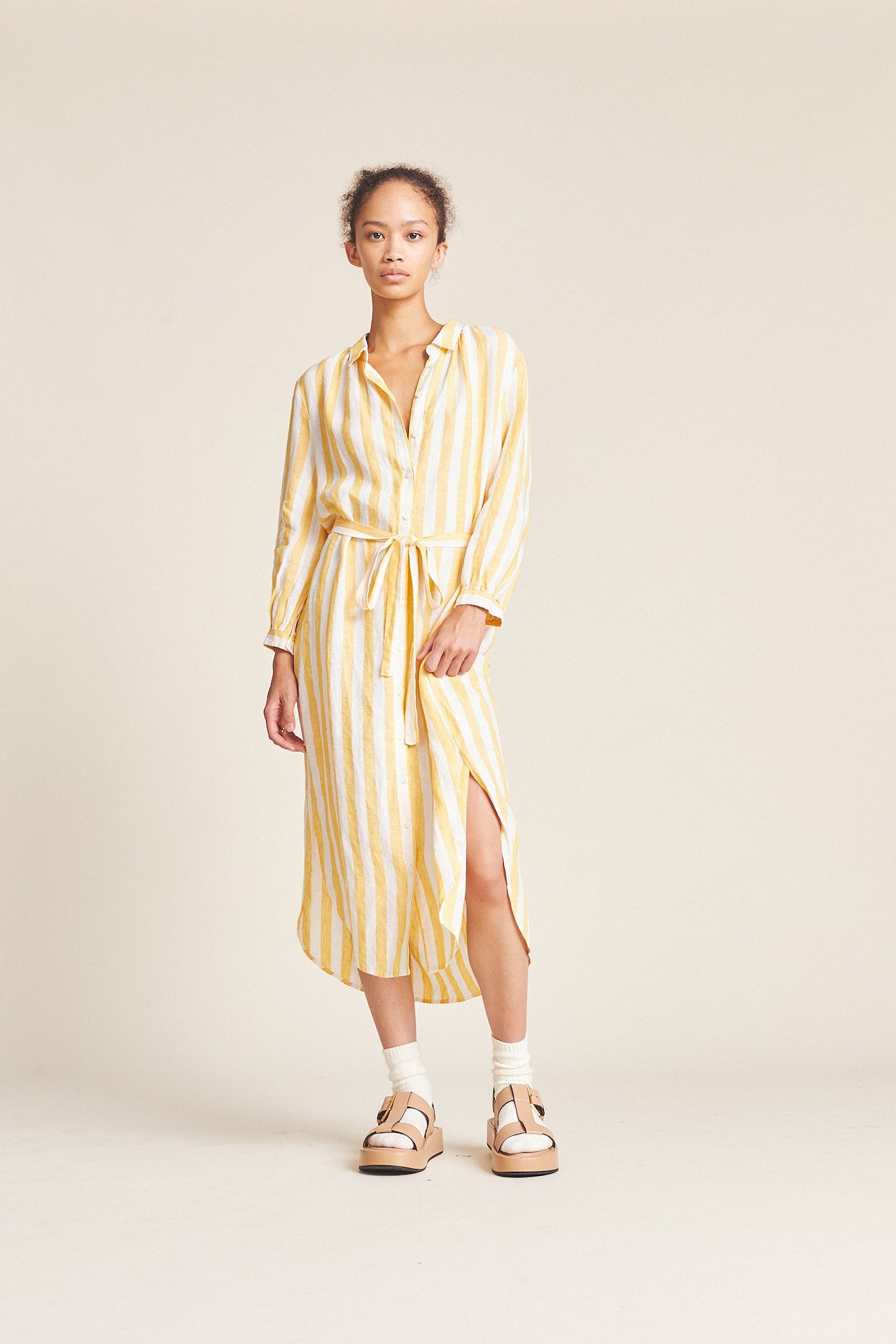 Joni Dress Yellow Awning Stripe