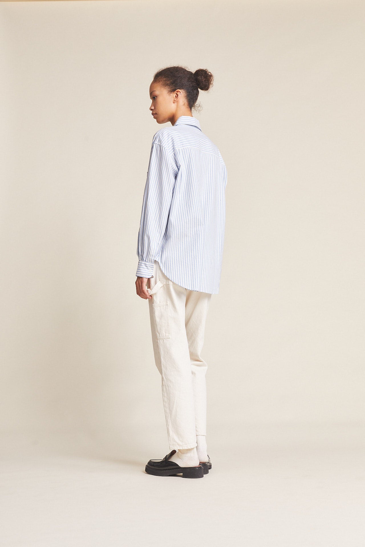 Blake Oversized Boyfriend Shirt Blue Oxford Stripe